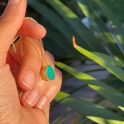 Sweet 1ct Mini Colombian Emerald Necklace Exotic Neon Color & Glow Dainty Small Emerald Necklace Every Day Emerald Necklace 14K Gold Vermeil