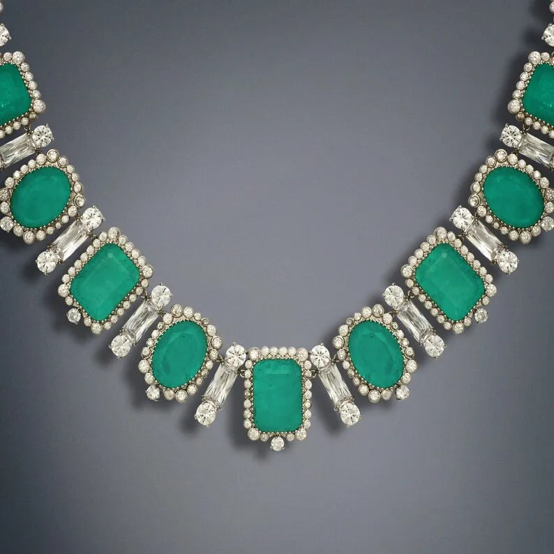 Regal Collection, Imperial Elegance, Natural Colombian Emerald Charm Necklace, Multi Gem Necklace, Handcrafted Masterpiece of Art, Gift