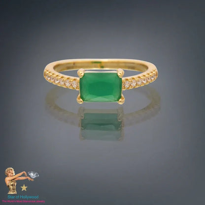 Dainty 0.5ct Natural Zambian Emerald Ring, Promise Ring, Emerald Engagement Ring, 18k Yellow Gold Vermeil, May Birthstone, Gift for her