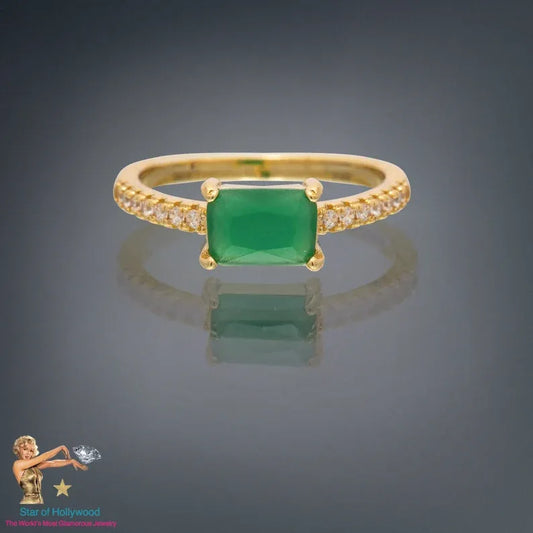 Dainty 0.5ct Natural Zambian Emerald Ring, Promise Ring, Emerald Engagement Ring, 18k Yellow Gold Vermeil, May Birthstone, Gift for her