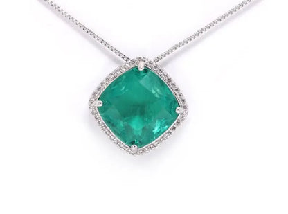 Natural Emerald Necklace, Genuine Emerald, Top Quality, Emerald and Diamond Necklace, May Birthstone Necklace, Gold or Silver