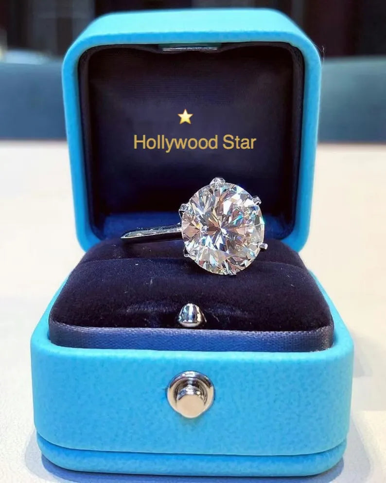 Star of Hollywood, Large Solitaire Promise Engagement Wedding Ring, Diamond Ring, Every Day Dainty Ring, First Love