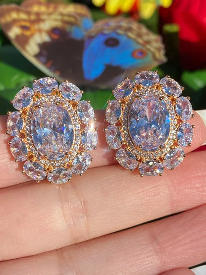 100% Natural Austrian Crystal Earrings, Shines and Sparkles like nothing else on earth, 14K Rose Gold Vermeil Multi stone Stud Earrings