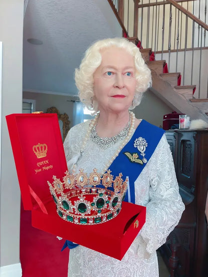 In Memory of Queen Elizabeth, World’s Most Luxury Emerald Diamond Crown, Worn by Queen. Limited Edition comes with Golden Coin & Certificate