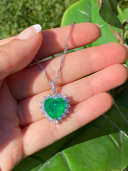 Handcrafted Vibrant Green Ethiopian Natural Emerald Necklace Pendant 925 Sterling Silver Chain