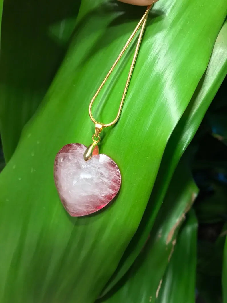 Queen of Hearts Ruby Necklace Top Quality Natural Ruby Rough Gemstone Brazil Fuchsia Pink Ruby Raw Necklace July Birthstone, Gifts for her