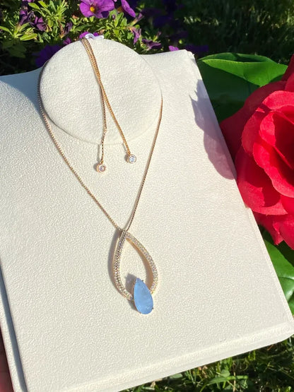 Gorgeous 3Ct Natural Blue Tanzanite Necklace Pendant Chain 18K Yellow Gold Vermeil Jewelry, Simple Design, Beautiful Gift Box