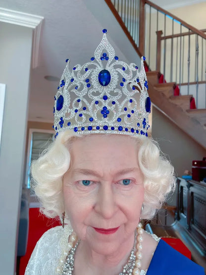 Royal Queen Elizabeth Memorabilia, Luxury Sapphire and Diamond Crown, Worn by Queen. Limited Edition. Comes with Coin and Golden Certificate