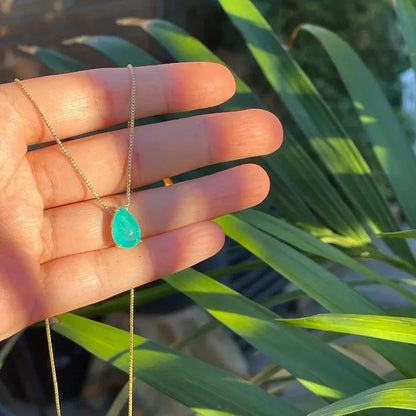 Sweet 1ct Mini Colombian Emerald Necklace Exotic Neon Color & Glow Dainty Small Emerald Necklace Every Day Emerald Necklace 14K Gold Vermeil