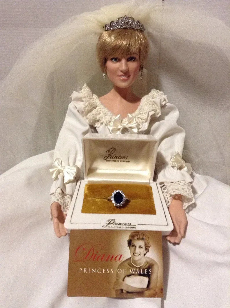 Princess Diana Style Inspired Sapphire and Diamond Ring with Original Coin