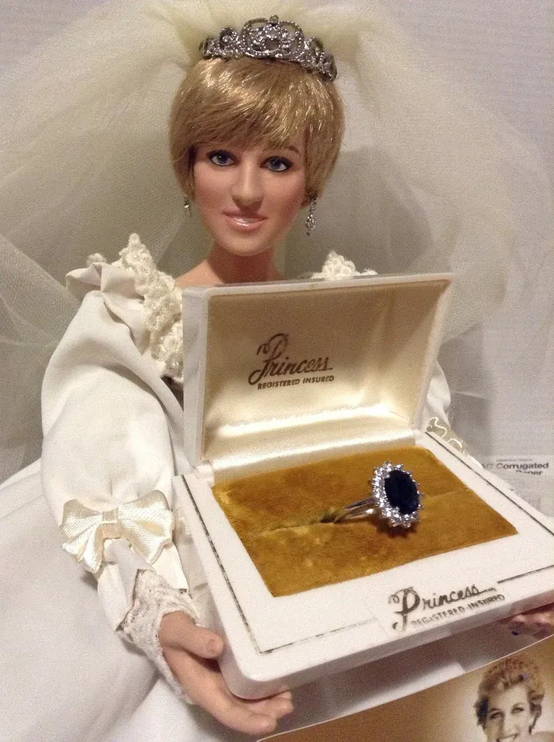 Princess Diana Style Inspired Sapphire and Diamond Ring with Original Coin