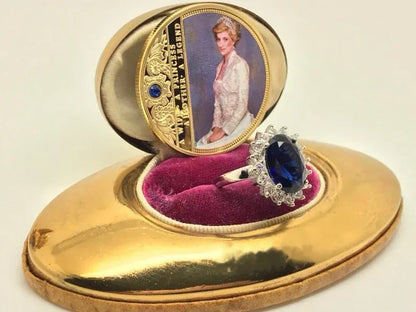 Sapphire and Diamond Ring, Princess Diana Style Royal Memorabilia