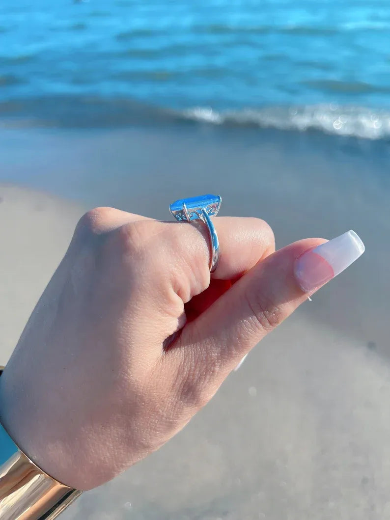 Minimalist Genuine Blue Tanzanite Ring, Every Day Tanzanite Ring, Engagement Wedding Promise Ring, Solitaire Tanzanite Ring, 925 Sterling