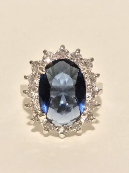 Sapphire and Diamond Ring, Princess Diana Style Royal Memorabilia