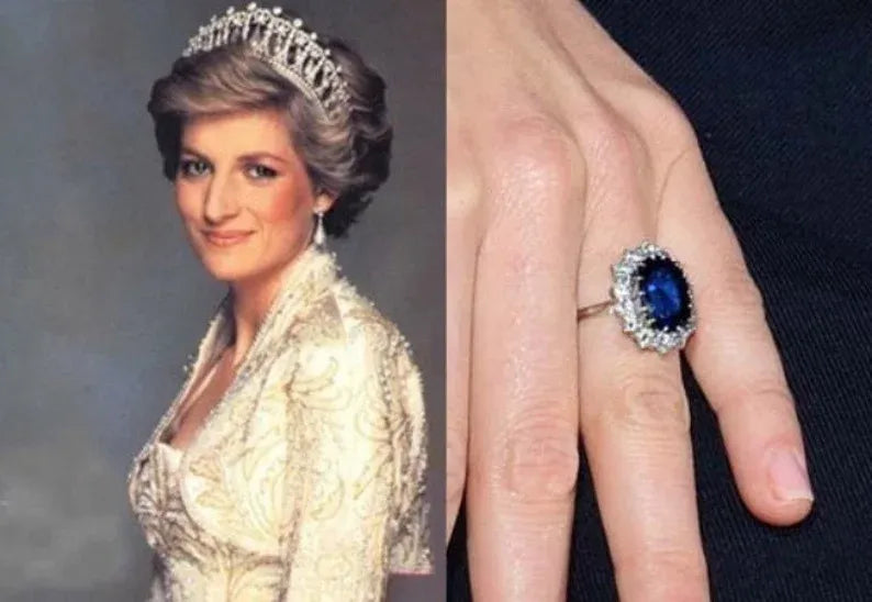 Princess Diana Style Inspired Sapphire and Diamond Ring with Original Coin