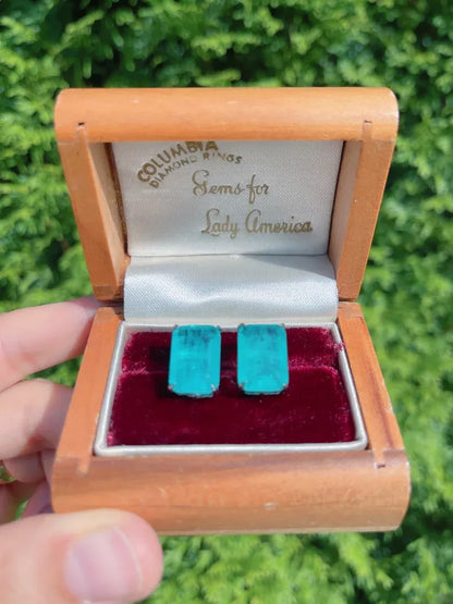 100% Glowing Genuine Colombian Emerald Stud Earrings, Small Dainty Emerald Earrings, Natural Emerald Jewel with Exotic Neon Color Glow