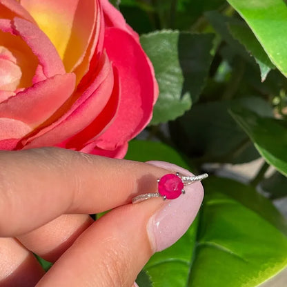 Miraculous Tiny 1ct Natural Mozambican Pink Ruby with 100% Genuine Diamonds, Dainty Ring, Minimalist Ring Promise Engagement Ring 925 Silver