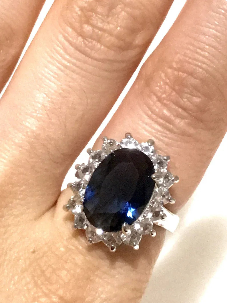 Princess Diana Style Inspired Sapphire and Diamond Ring with Original Coin