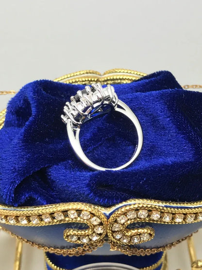 Royal Sapphire Ring, Inspired by Princess Diana, comes with golden coin of Prince Charles and Princess Diana