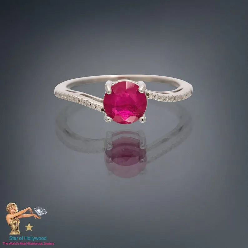 Miraculous Tiny 1ct Natural Mozambican Pink Ruby with 100% Genuine Diamonds, Dainty Ring, Minimalist Ring Promise Engagement Ring 925 Silver