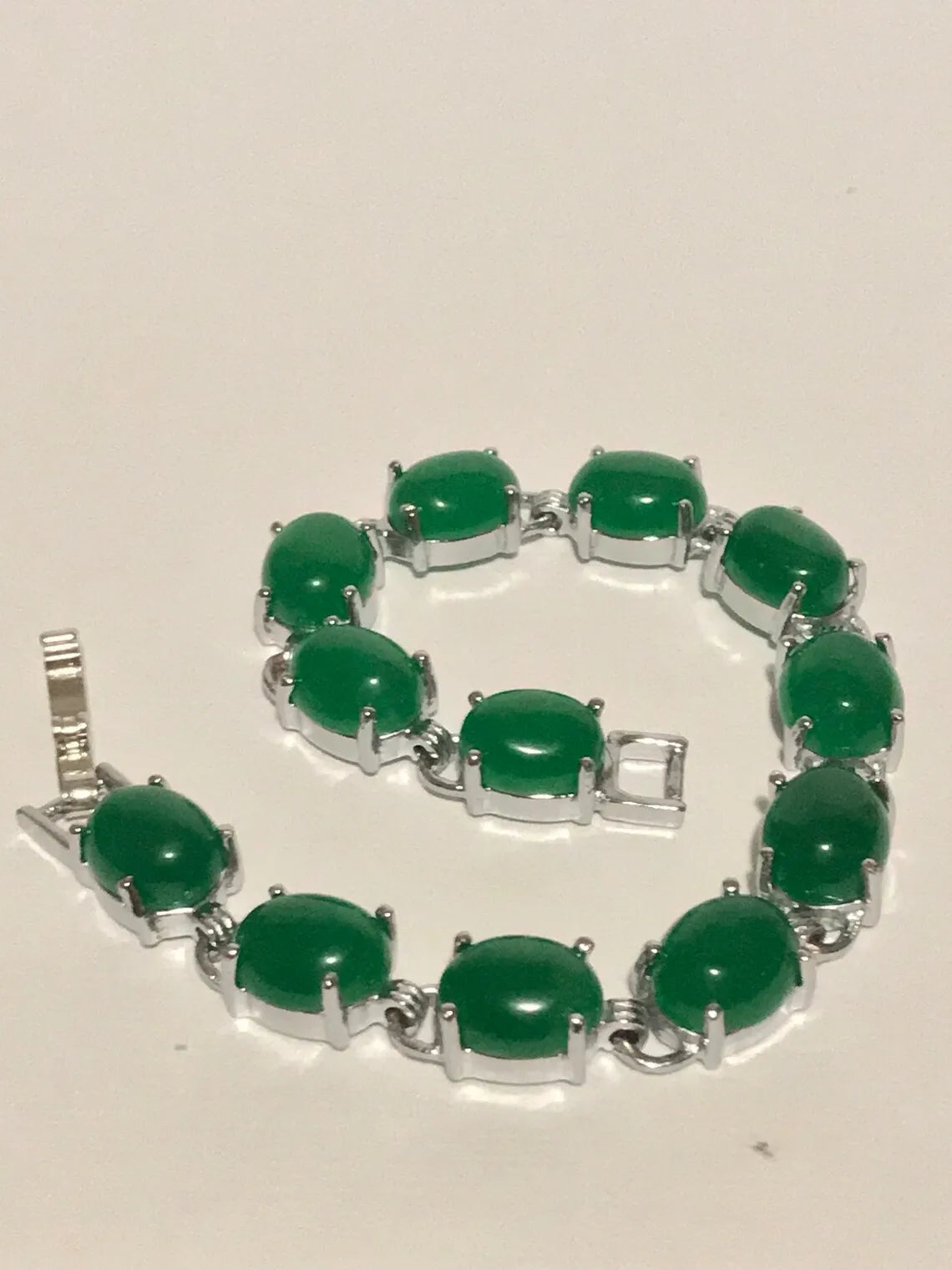 Imperial Jade Bracelet, Stunning Royale Jadeite Emerald Bracelet Silver Edition