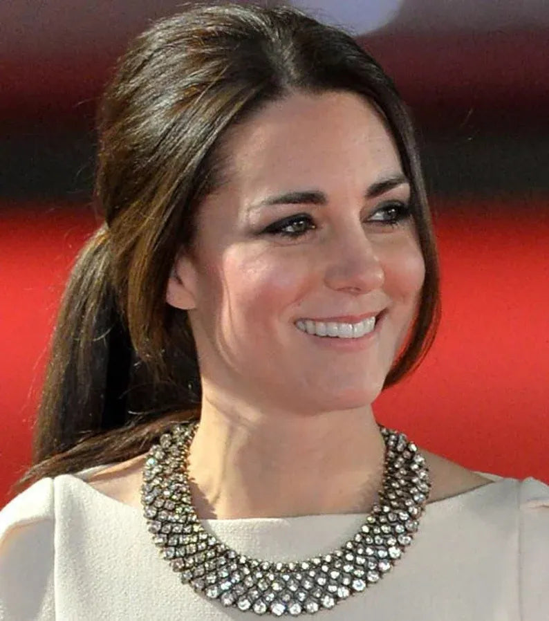 Princess Kate Duchess of Cambridge Luxury Crystal Choker Necklace Inspired by Royal Family Princess Kate