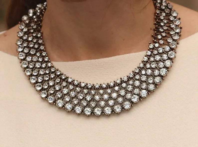 Princess Kate Duchess of Cambridge Luxury Crystal Choker Necklace Inspired by Royal Family Princess Kate