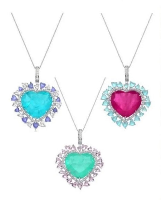 Ocean Blue Natural Paraiba Tourmaline Doublet Necklace Pendant with Amazing Exotic Neon Color and Glow