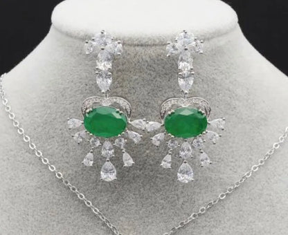 Luxurious Natural Green Emerald Dangle and Drop Earrings Chandelier Style. Madagascar 925 Sterling Silver