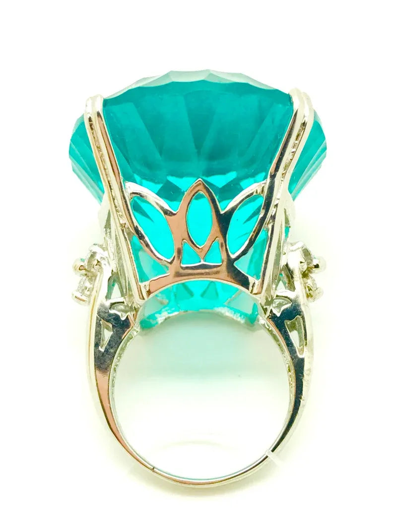 World Largest! Paraiba Tourmaline Solitaire Ring, Huge Paraiba, Over 100+ Carats, with Amazing Neon Blue Color and Glow! Exotic Blue