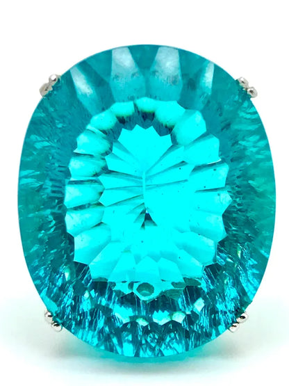 World Largest! Paraiba Tourmaline Solitaire Ring, Huge Paraiba, Over 100+ Carats, with Amazing Neon Blue Color and Glow! Exotic Blue