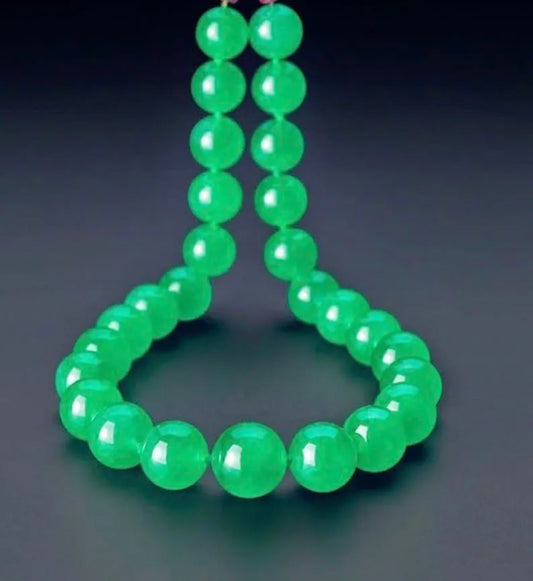 Icy Emerald Imperial Natural Apple Green Jade Beaded Necklace, Miss Jadeite, Handmade Necklace, Beaded, Limited Edition