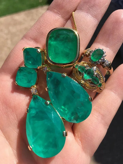 Celebrity Inspired, Famous Hollywood Star, 100% Natural Vibrant Green Emerald Earrings, 18K Yellow Gold Vermeil, Emerald Jewels