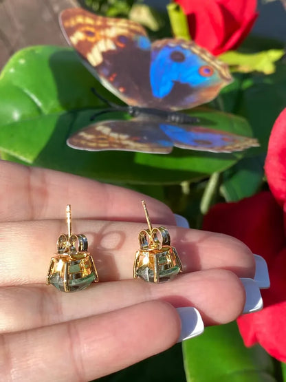 Simply Astonishing Natural Forest Green Zambian Emerald Heart Earrings, Small Minimalist Earrings, May Birthstone Earrings, 18K Gold Vermeil