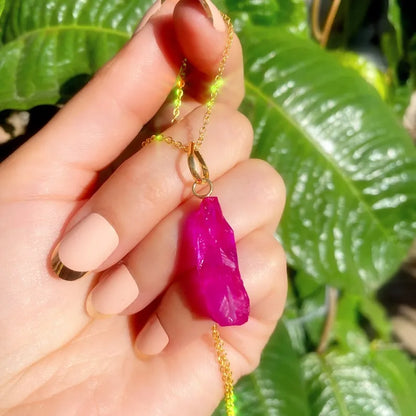 100% Natural Mined Pink Tourmaline Rubellite Gemstone Pendant Necklace, with Eye Popping Neon Color and Glow, Jonas Mine Minas Gerais Brazil