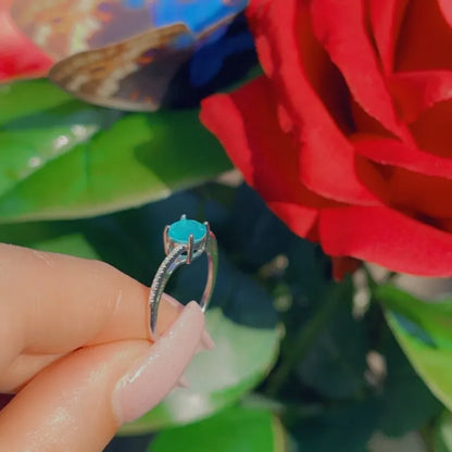 Beautiful and Mysterious 1ct Glowing Paraiba Tourmaline and Diamond Ring, Solitaire Ring, Engagement Ring, Wedding Ring, Promise Ring Luxury