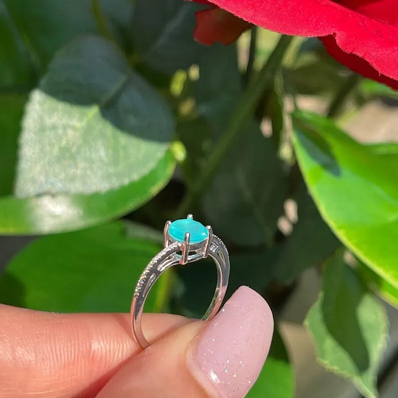 Beautiful and Mysterious 1ct Glowing Paraiba Tourmaline and Diamond Ring, Solitaire Ring, Engagement Ring, Wedding Ring, Promise Ring Luxury