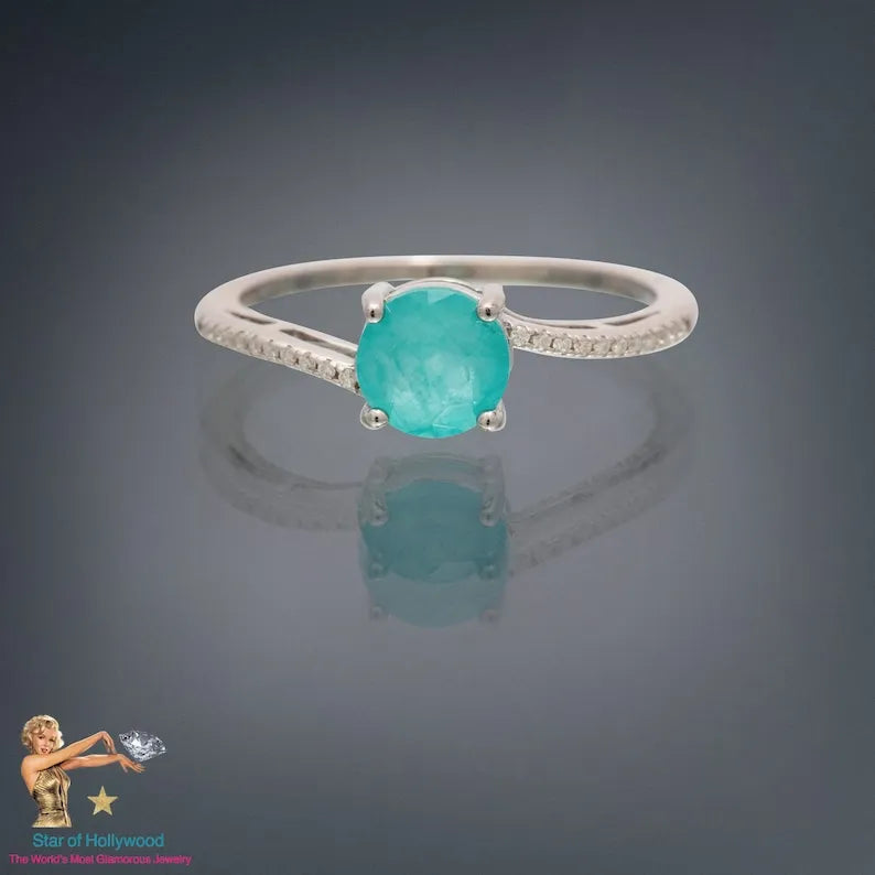 Beautiful and Mysterious 1ct Glowing Paraiba Tourmaline and Diamond Ring, Solitaire Ring, Engagement Ring, Wedding Ring, Promise Ring Luxury