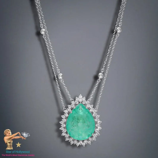 Paradise Amazonka Mines Ocean Blue Natural Paraiba Tourmaline, Pear Necklace Luxury Breathtaking Magnificent Design with double chain