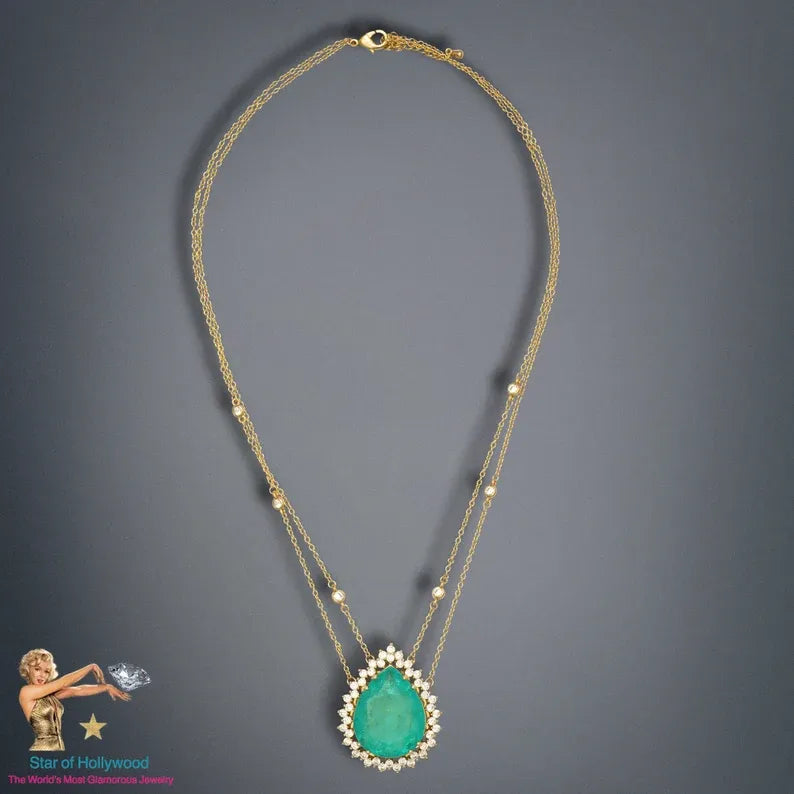 Gold Edition Queen Caribbean Ocean Blue Paraiba Tourmaline Breathtaking Necklace Handcrafted Masterpiece 18K Yellow Gold Vermeil Queen