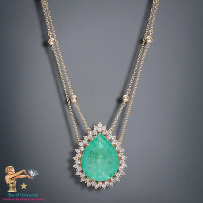 Gold Edition Queen Caribbean Ocean Blue Paraiba Tourmaline Breathtaking Necklace Handcrafted Masterpiece 18K Yellow Gold Vermeil Queen