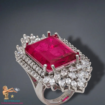 Beyond Luxury, Imperial Elegance, Regal Collection, Extra Large, Mozambique Pink Ruby Diamond Ring, July Birthstone, Ruby Statement Ring