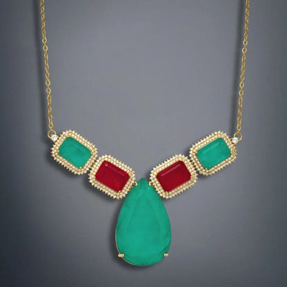 Miraculous Design, Natural Mozambique Pink Ruby, with Colombian Emeralds and Diamonds, 18K Yellow Gold Vermeil