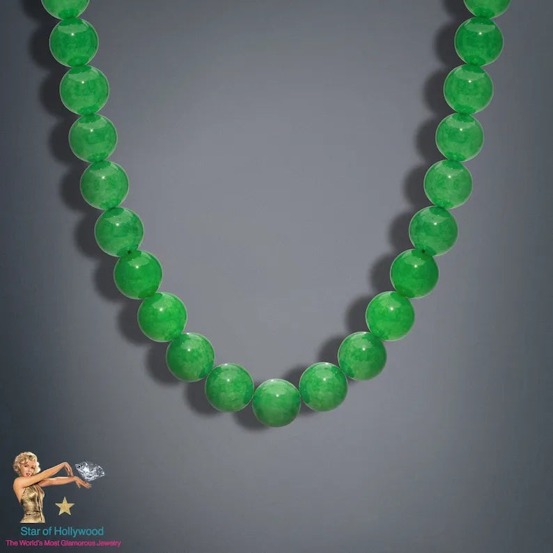 Icy Emerald Imperial Natural Apple Green Jade Beaded Necklace, Miss Jadeite, Handmade Necklace, Beaded, Limited Edition