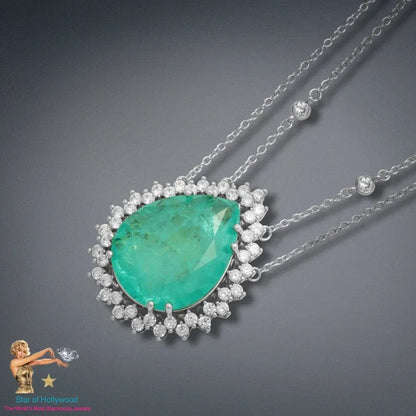 Paradise Amazonka Mines Ocean Blue Natural Paraiba Tourmaline, Pear Necklace Luxury Breathtaking Magnificent Design with double chain