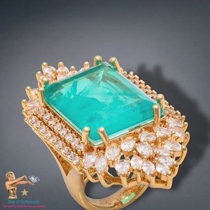 For a Queen, Imperial, Regal Collection, Extra Large Natural Emerald and Diamond Cocktail Statement Ring, May Birthstone, Gift for Her