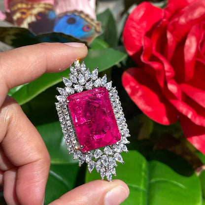 Beyond Luxury, Imperial Elegance, Regal Collection, Extra Large, Mozambique Pink Ruby Diamond Ring, July Birthstone, Ruby Statement Ring