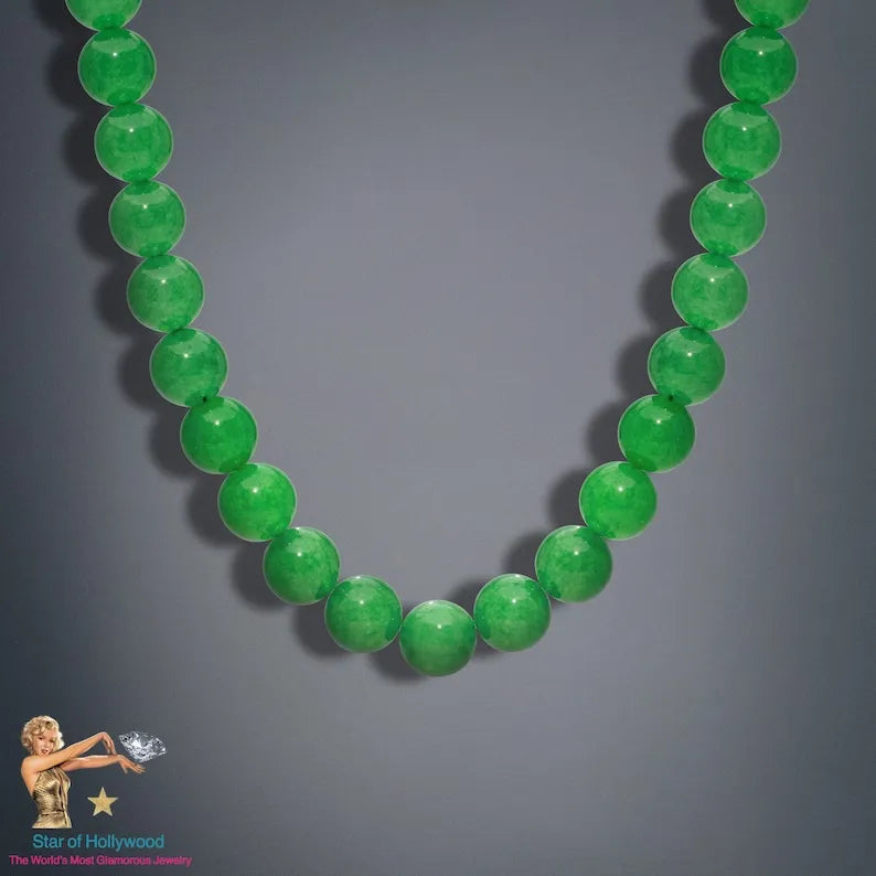 Imperial Natural Burmese Jade Bead Necklace, Handcrafted Masterpiece, Apple Green Ice Jadeite Beaded Emerald Necklace, Miss Jadeite, Grade A