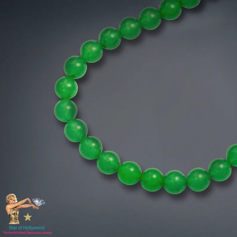 Icy Emerald Imperial Natural Apple Green Jade Beaded Necklace, Miss Jadeite, Handmade Necklace, Beaded, Limited Edition