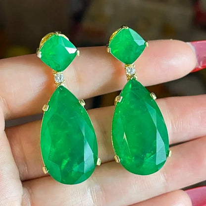 Angelina Jolie Inspired, Celebrity Hollywood Star, 100% Natural Vibrant Green Emerald Earrings, 18K Yellow Gold Vermeil, Emerald Jewels